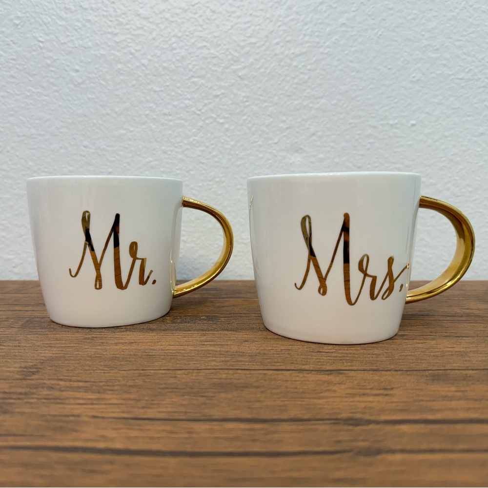 Mr & Mrs Set of 2 Slant Collections Coffee Mugs, 14 oz.